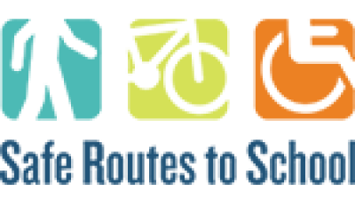 Safe Routes to School Logo with icon of a walker, bike and wheelchair